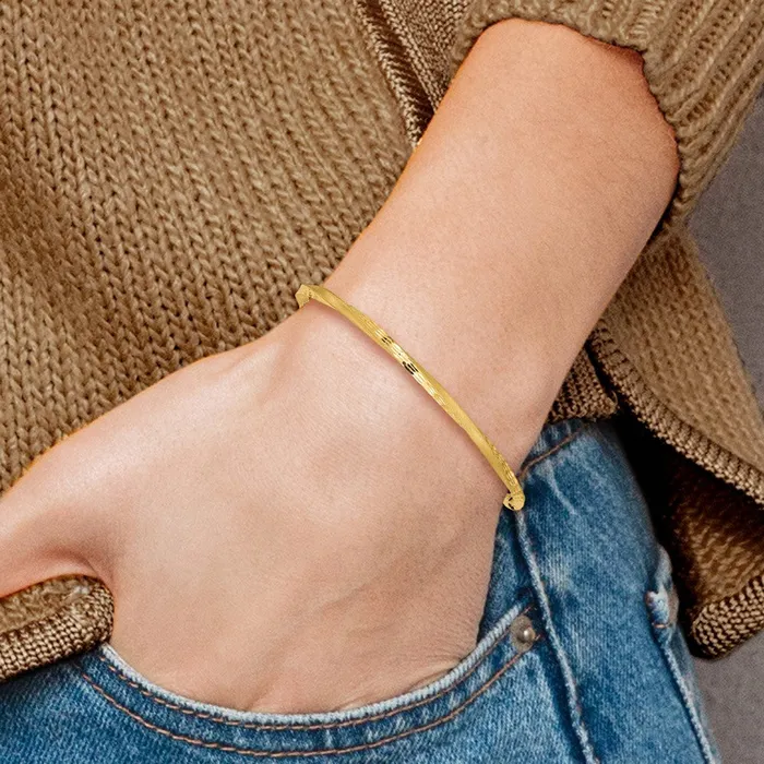 Rings Goldia 14k Yellow Gold 3mm Satin Finish Diamondcut Twist Slipon Bangle
