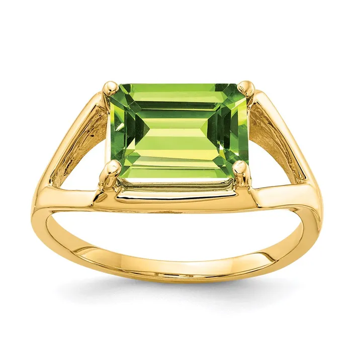 Rings Goldia 14K Yellow Gold 9x7mm Emerald Cut Peridot ring