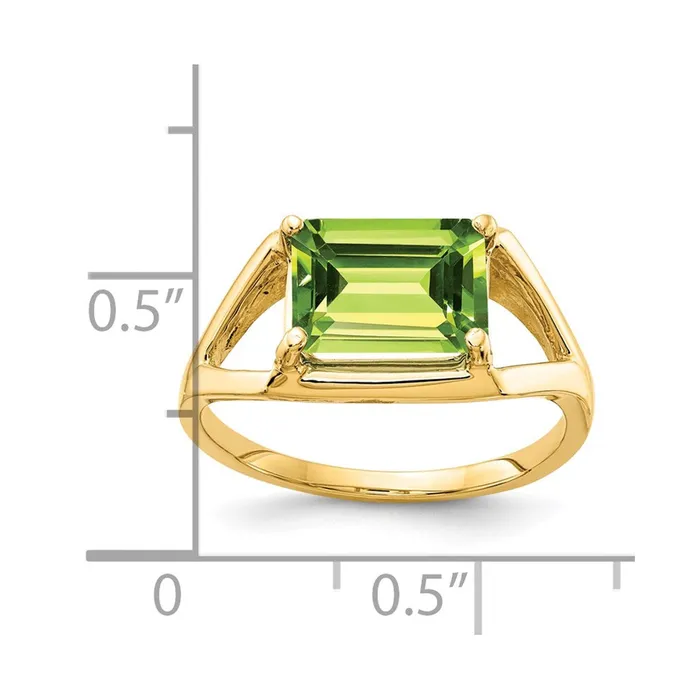 Rings Goldia 14K Yellow Gold 9x7mm Emerald Cut Peridot ring