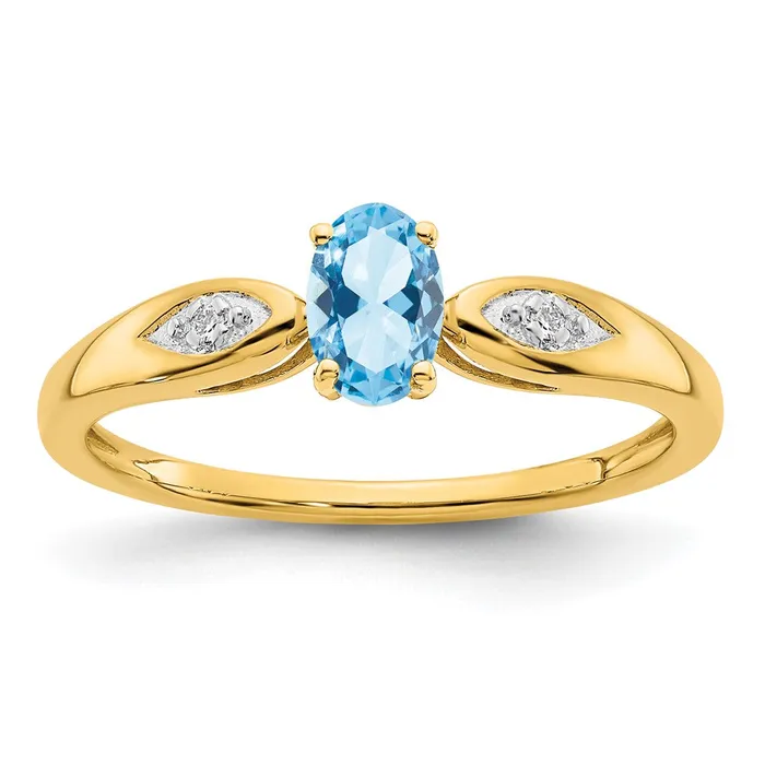 Rings Goldia 14K Yellow Gold Aquamarine and Real Diamond Ring