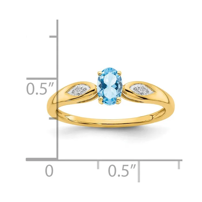 Rings Goldia 14K Yellow Gold Aquamarine and Real Diamond Ring