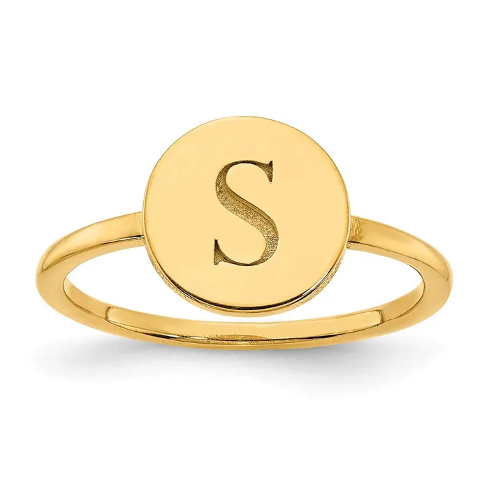 Rings Goldia 14K Yellow Gold Initial Circle Signet Ring