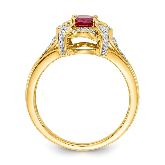 Rings Goldia 14K Yellow Gold Real Diamond and Oval Ruby Ring