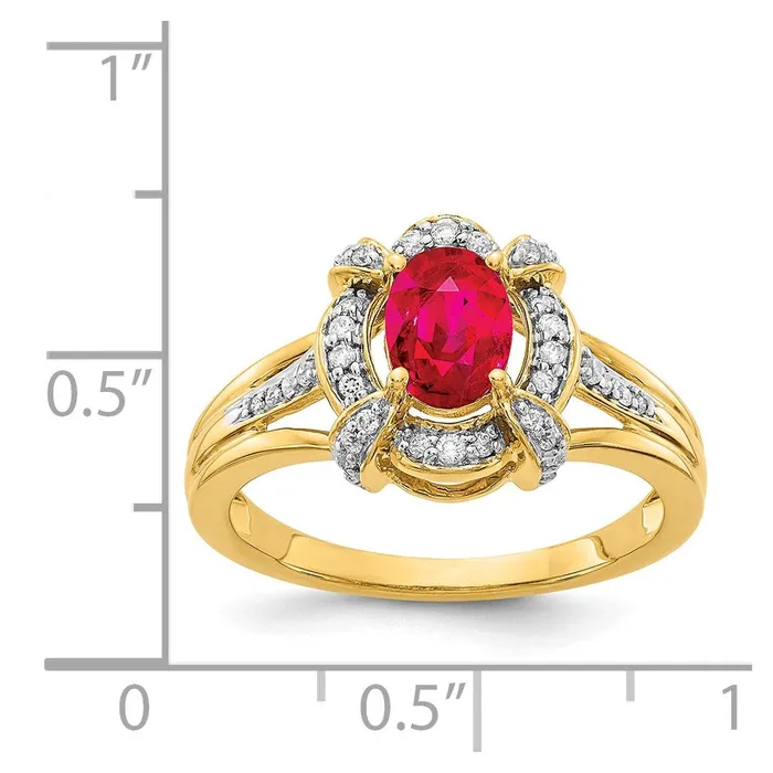 Rings Goldia 14K Yellow Gold Real Diamond and Oval Ruby Ring