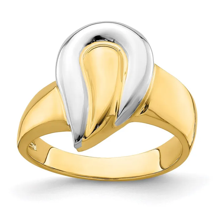 Rings Goldia 14k Yellow Gold wRhodium Polished Teardrop Ring