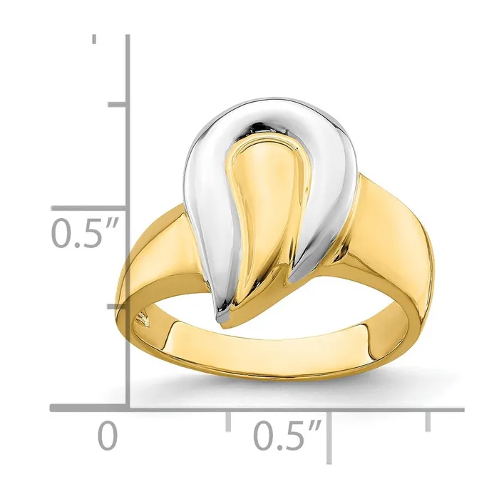 Rings Goldia 14k Yellow Gold wRhodium Polished Teardrop Ring