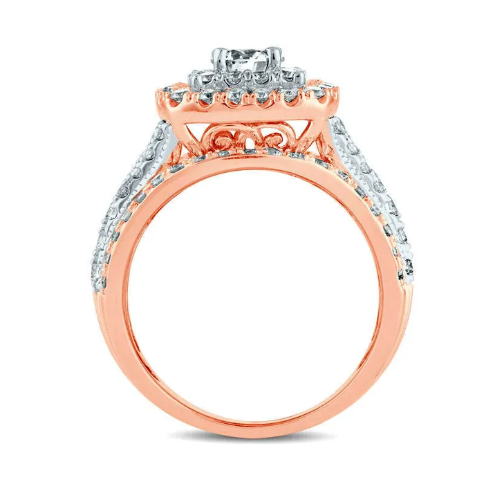 Rings Goldia 20 CT TW Natural Diamond Double Cushion Frame MultiRow Antique VintageStyle Engagement Ring in Solid 14K Rose Gold Rings Goldia 20 CT TW Natural Diamond Double Cushion Frame MultiRow Antique VintageStyle Engagement Ring in Solid 14K Rose Gold