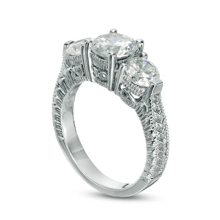 Rings Goldia 30 CT TW Natural Diamond Three Stone Antique VintageStyle Engagement Ring in Solid 14K White Gold Rings Goldia 30 CT TW Natural Diamond Three Stone Antique VintageStyle Engagement Ring in Solid 14K White Gold