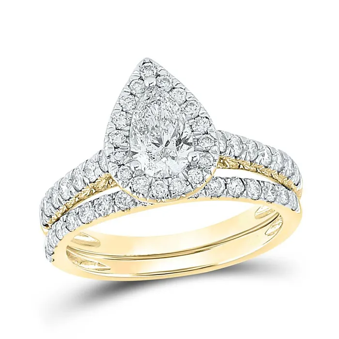 Rings Goldiacom 150 Ct Pear Shaped Diamond Bridal Engagement Ring Set in 14K Yellow Gold Rings Goldiacom 150 Ct Pear Shaped Diamond Bridal Engagement Ring Set in 14K Yellow Gold