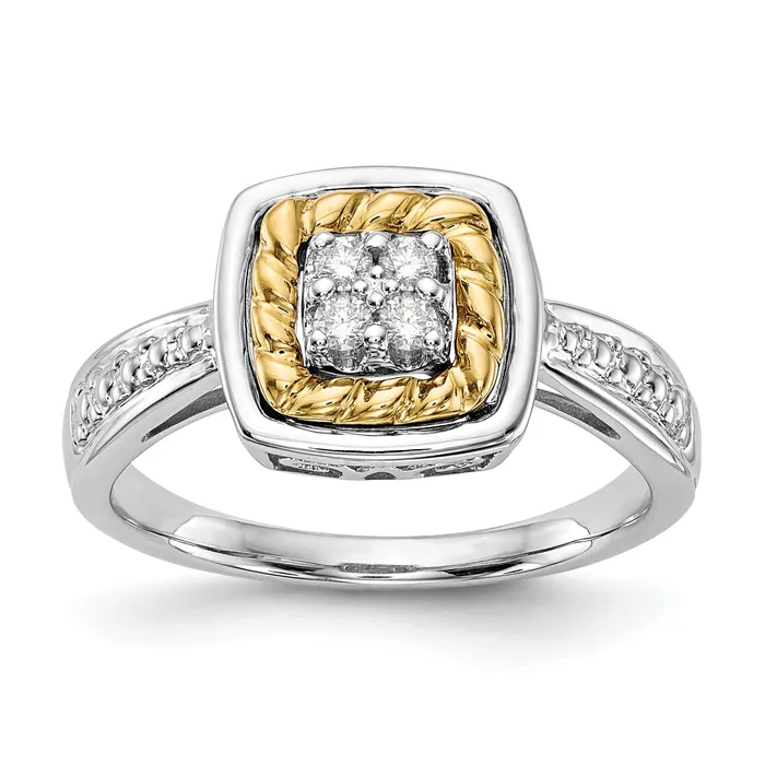 Rings Goldiacom 14K Two Tone Complete Diamond Cluster Engagement Ring