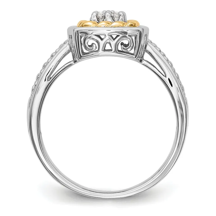 Rings Goldiacom 14K Two Tone Complete Diamond Cluster Engagement Ring