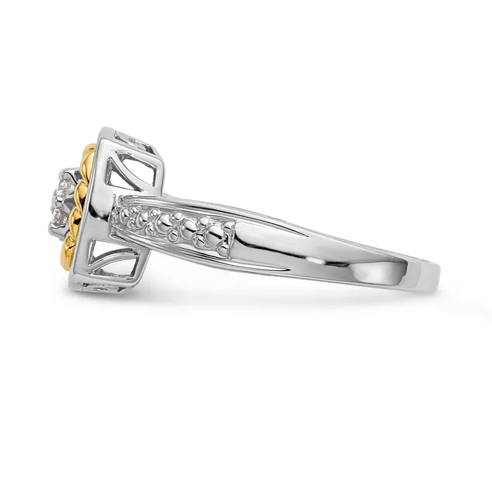 Rings Goldiacom 14K Two Tone Complete Diamond Cluster Engagement Ring
