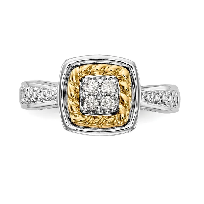 Rings Goldiacom 14K Two Tone Complete Diamond Cluster Engagement Ring