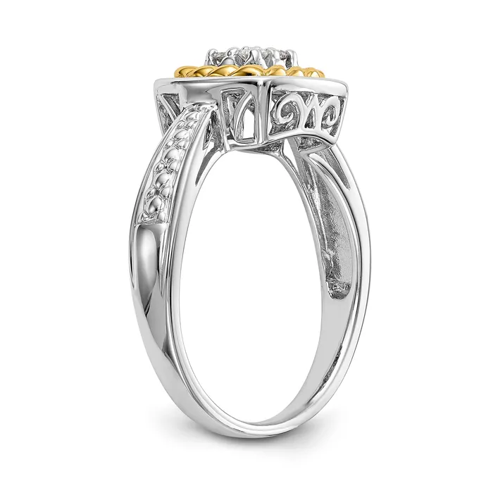 Rings Goldiacom 14K Two Tone Complete Diamond Cluster Engagement Ring