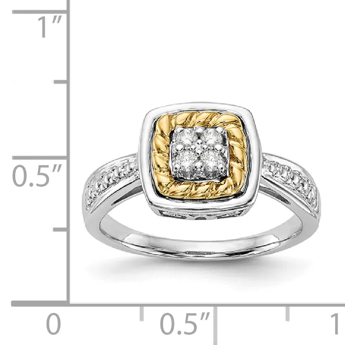 Rings Goldiacom 14K Two Tone Complete Diamond Cluster Engagement Ring