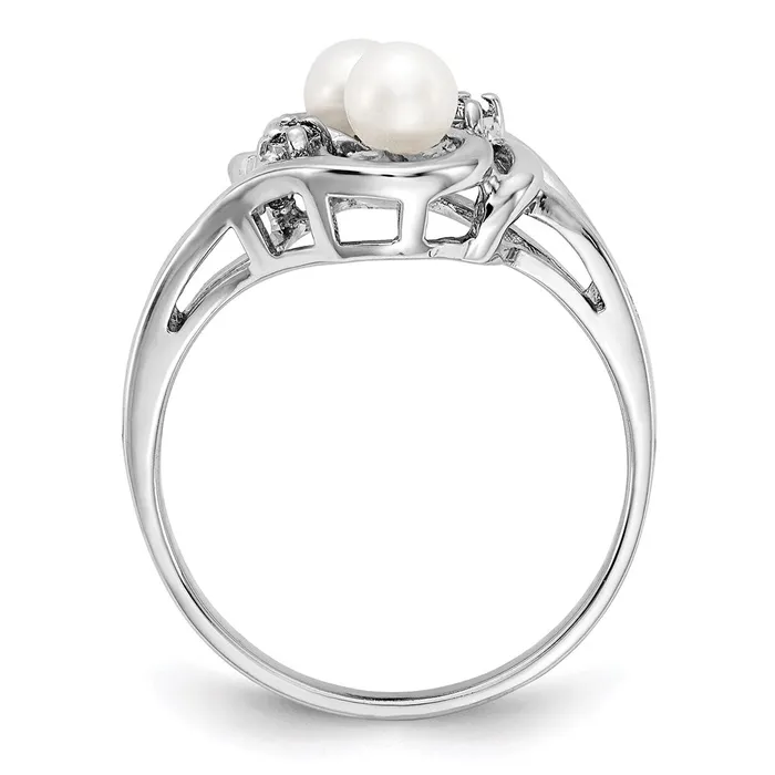 Rings Goldiacom 14k White Gold 45mm FW Cultured Pearl AA Real Diamond ring