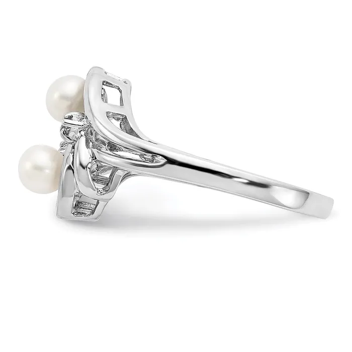 Rings Goldiacom 14k White Gold 45mm FW Cultured Pearl AA Real Diamond ring