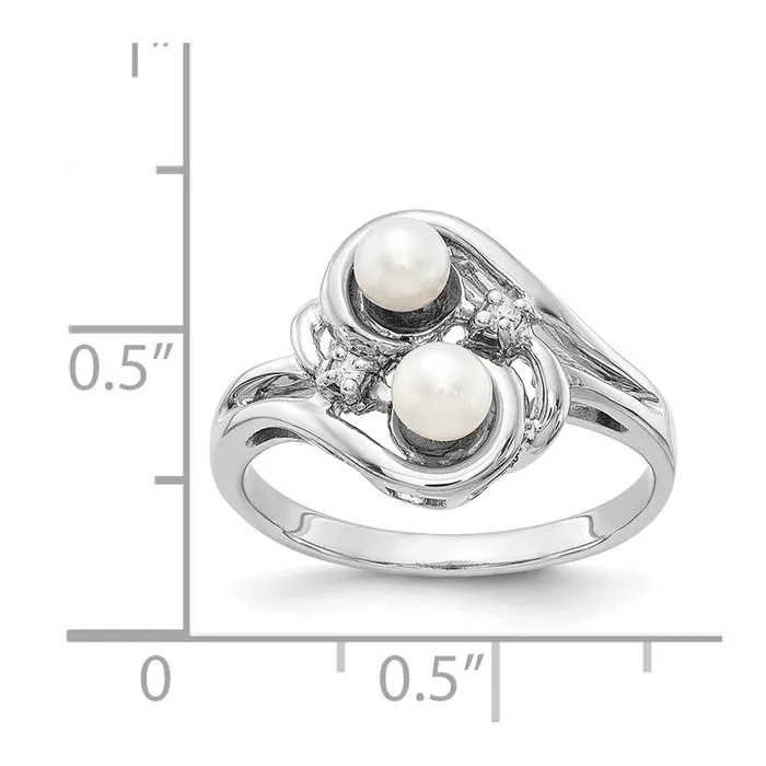 Rings Goldiacom 14k White Gold 45mm FW Cultured Pearl AA Real Diamond ring
