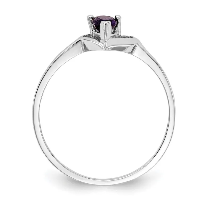 Rings Goldiacom 14k White Gold 5x3mm Pear Amethyst AA Real Diamond ring