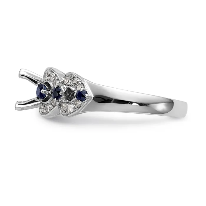 Rings Goldiacom 14K White Gold Diamond and Sapphire CZ Engagement Ring