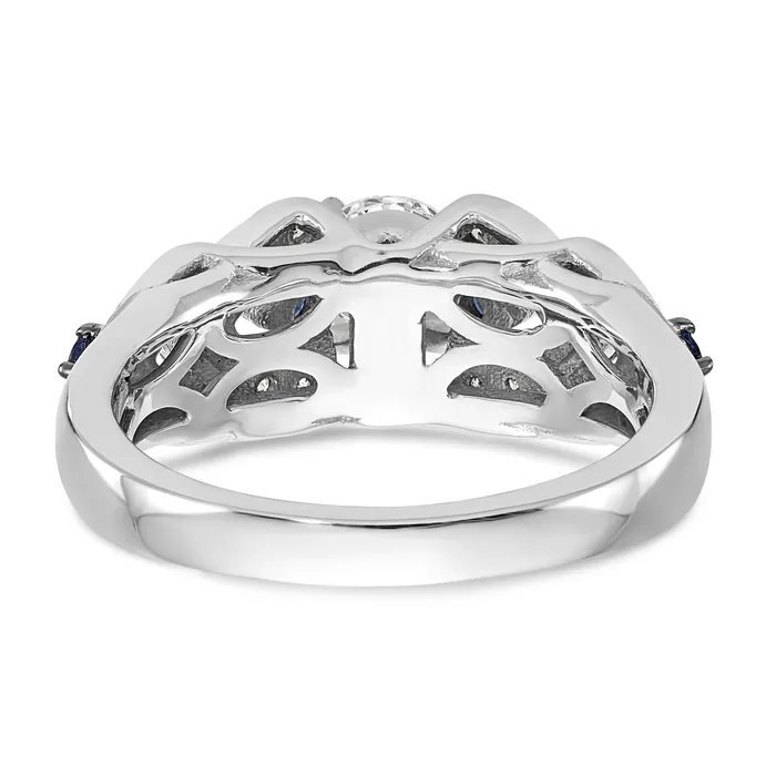 Rings Goldiacom 14K White Gold Diamond and Sapphire CZ Engagement Ring
