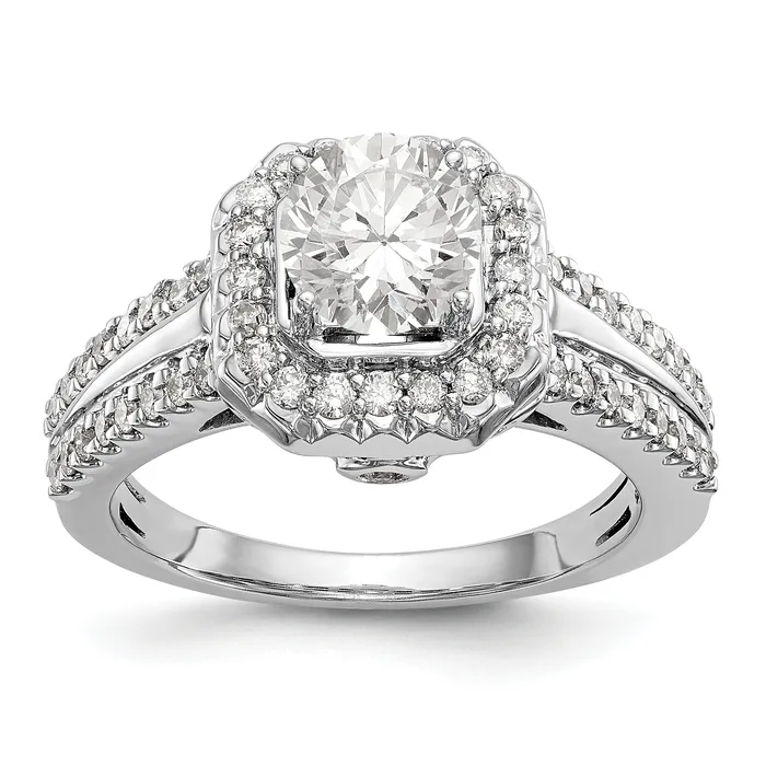 Rings Goldiacom 14K White Gold Diamond Princess CZ Fancy Halo Engagement Ring Rings Goldiacom 14K White Gold Diamond Princess CZ Fancy Halo Engagement Ring