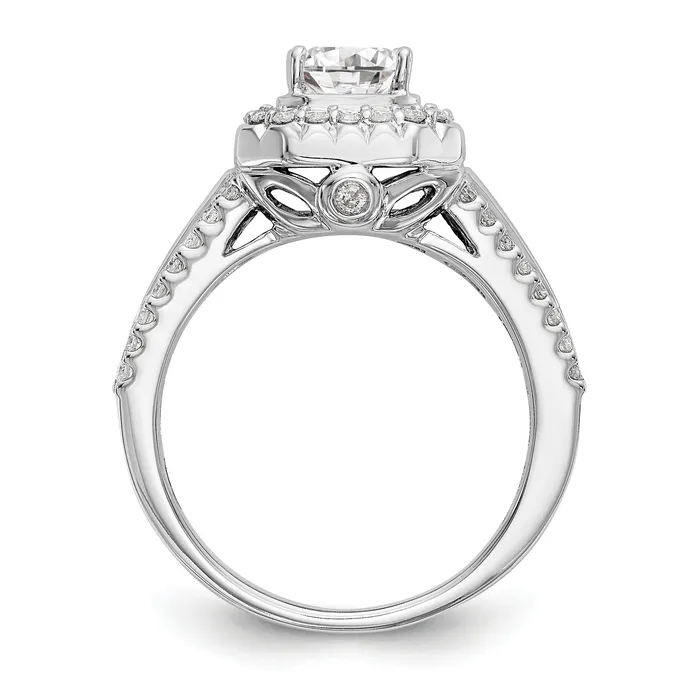 Rings Goldiacom 14K White Gold Diamond Princess CZ Fancy Halo Engagement Ring