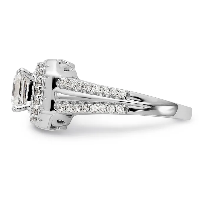 Rings Goldiacom 14K White Gold Diamond Princess CZ Fancy Halo Engagement Ring
