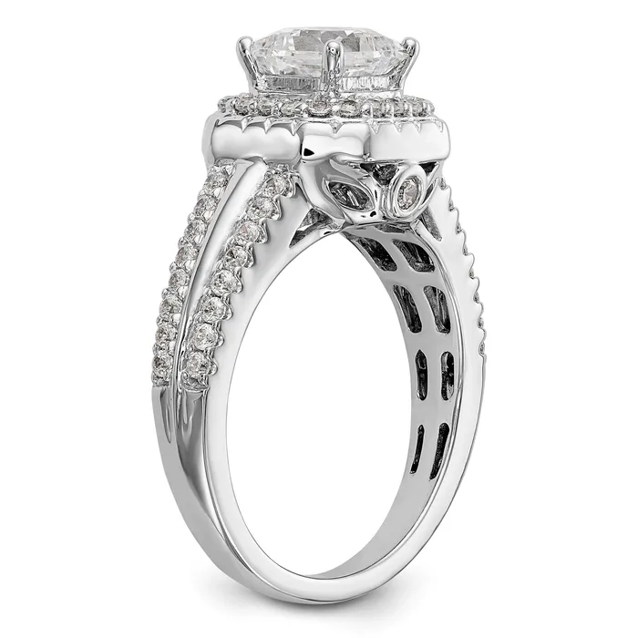 Rings Goldiacom 14K White Gold Diamond Princess CZ Fancy Halo Engagement Ring