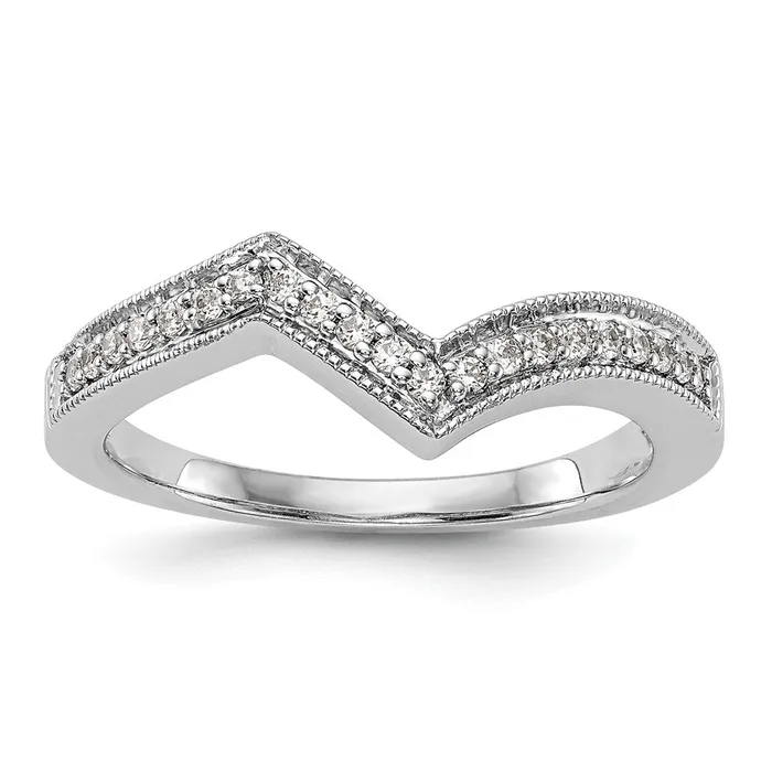 Rings Goldiacom 14k White Gold Real Diamond Contour Wedding Band