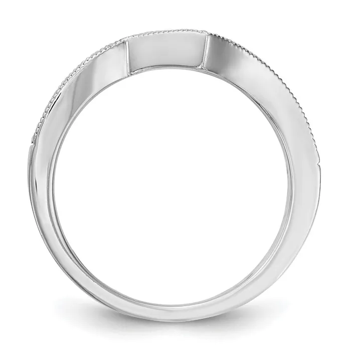 Rings Goldiacom 14k White Gold Real Diamond Contour Wedding Band