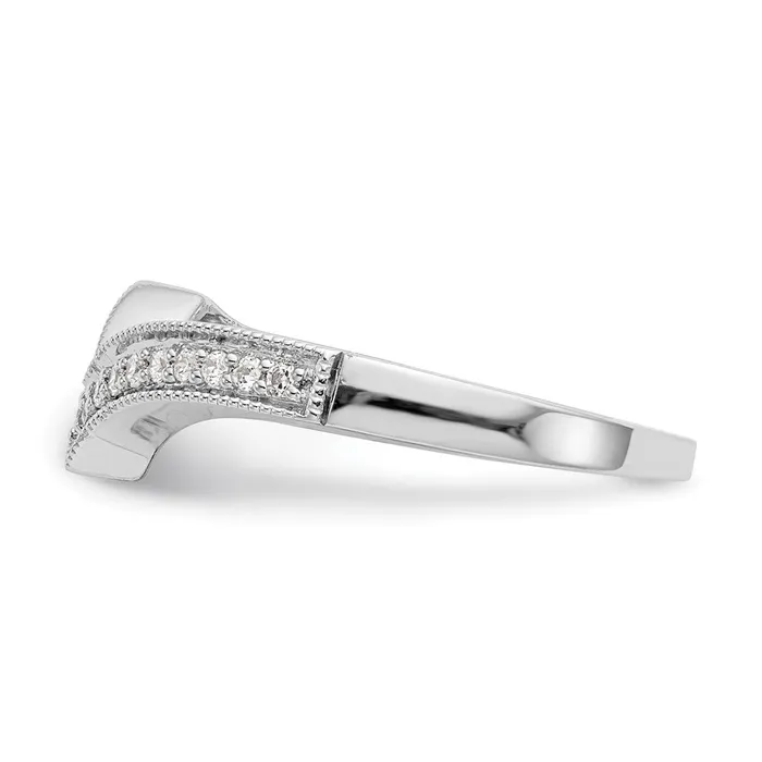 Rings Goldiacom 14k White Gold Real Diamond Contour Wedding Band