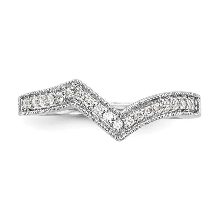 Rings Goldiacom 14k White Gold Real Diamond Contour Wedding Band
