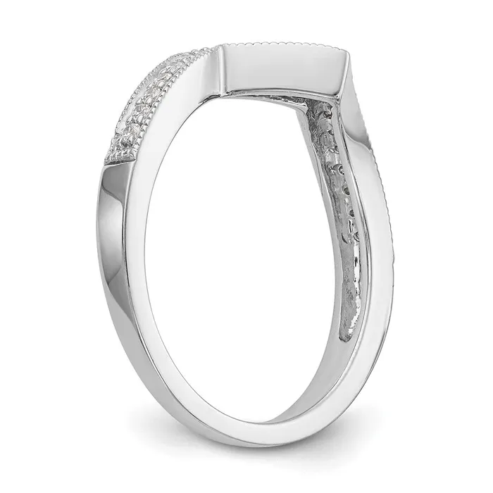Rings Goldiacom 14k White Gold Real Diamond Contour Wedding Band