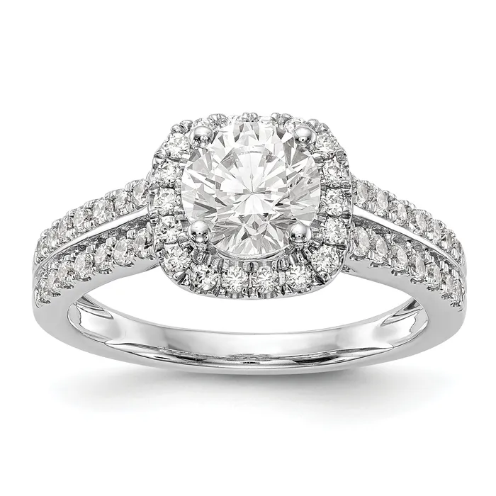 Rings Goldiacom 14K White Gold Simulated Diamond Cushion Halo Engagement Ring Rings Goldiacom 14K White Gold Simulated Diamond Cushion Halo Engagement Ring