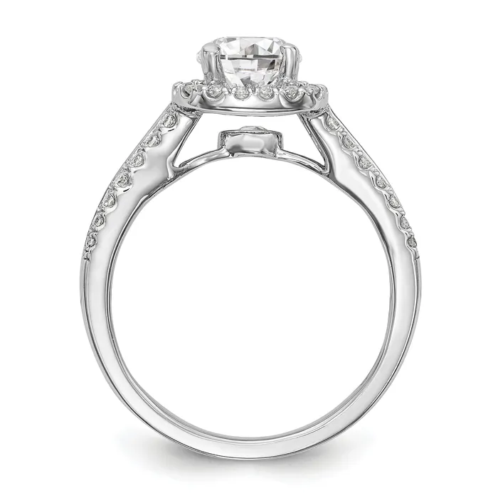 Rings Goldiacom 14K White Gold Simulated Diamond Cushion Halo Engagement Ring