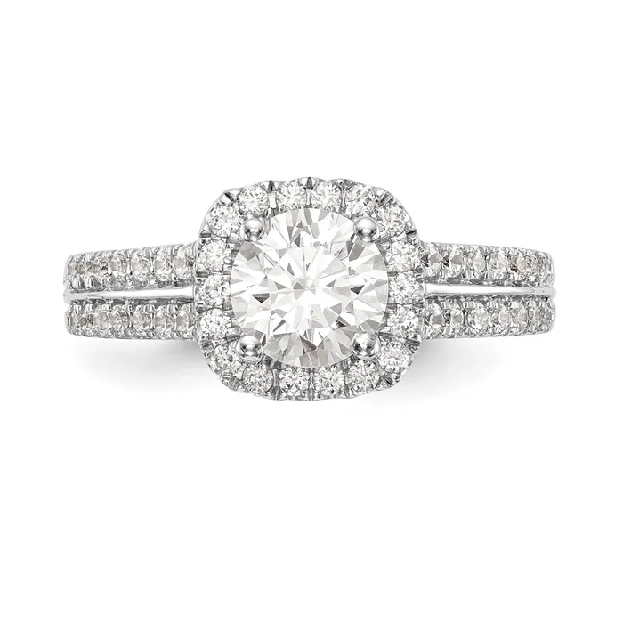 Rings Goldiacom 14K White Gold Simulated Diamond Cushion Halo Engagement Ring