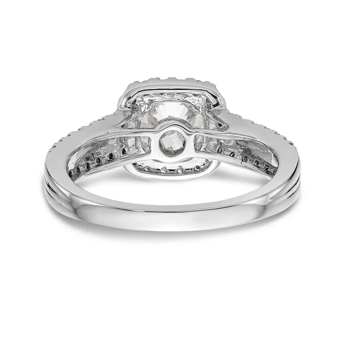 Rings Goldiacom 14K White Gold Simulated Diamond Cushion Halo Engagement Ring