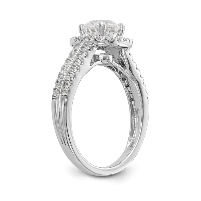 Rings Goldiacom 14K White Gold Simulated Diamond Cushion Halo Engagement Ring