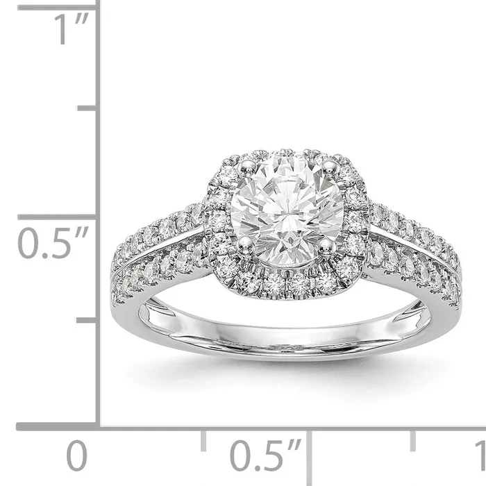 Rings Goldiacom 14K White Gold Simulated Diamond Cushion Halo Engagement Ring