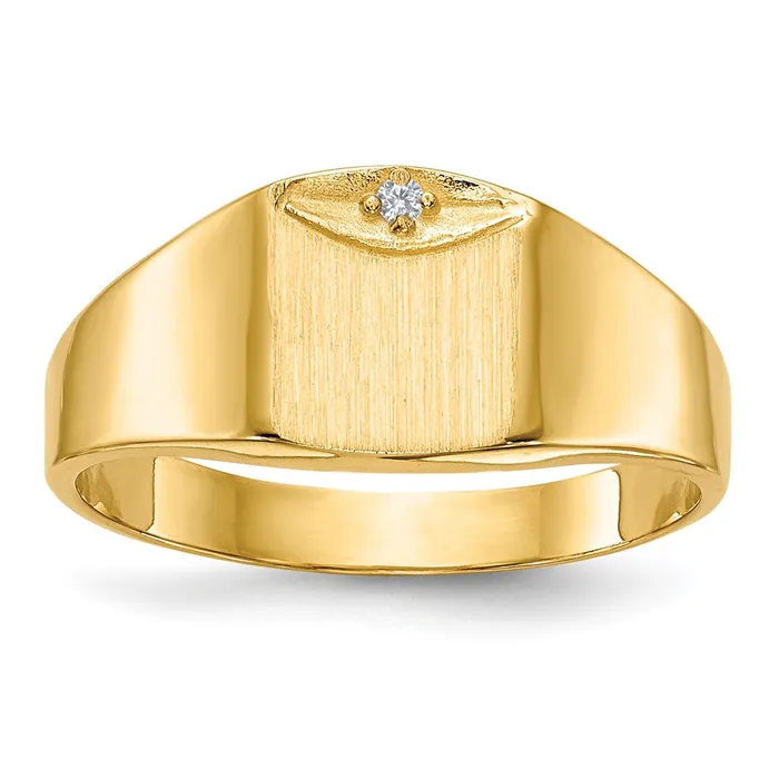 Rings Goldiacom 14K Yellow Gold 80x70mm Closed Back AA Real Diamond Signet Ring Rings Goldiacom 14K Yellow Gold 80x70mm Closed Back AA Real Diamond Signet Ring