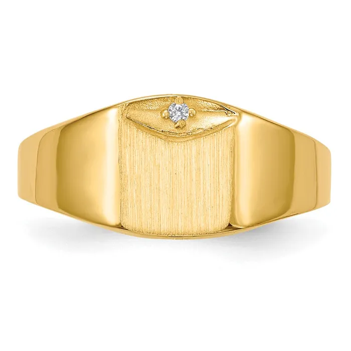 Rings Goldiacom 14K Yellow Gold 80x70mm Closed Back AA Real Diamond Signet Ring