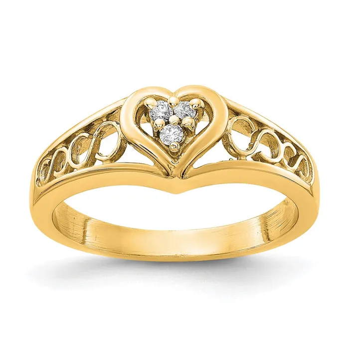 Rings Goldiacom 14K Yellow Gold Polished AA Real Diamond heart ring