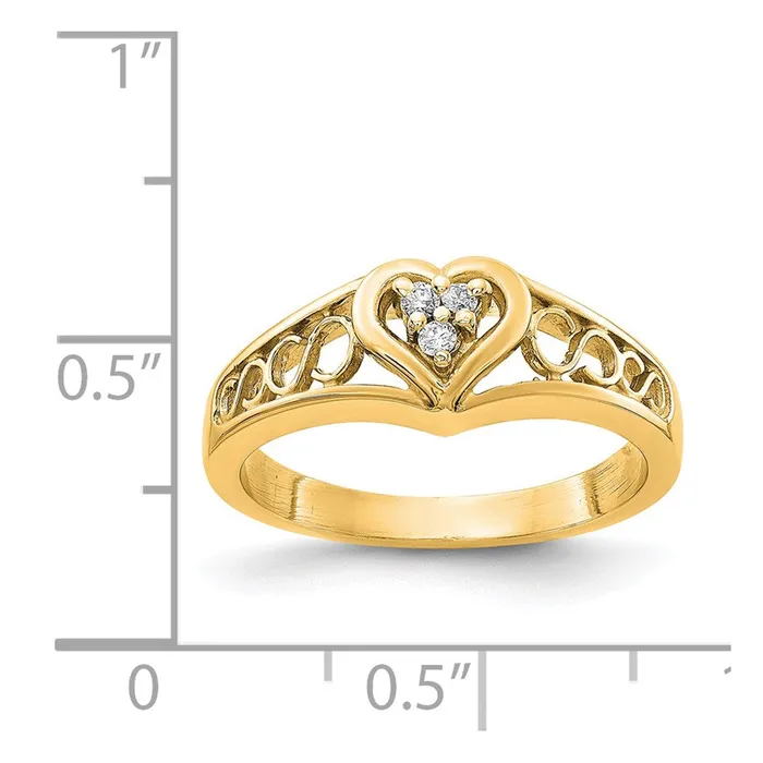Rings Goldiacom 14K Yellow Gold Polished AA Real Diamond heart ring