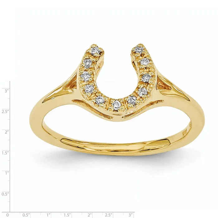 Rings Goldiacom 14K Yellow Gold VS Real Diamond horseshoe ring