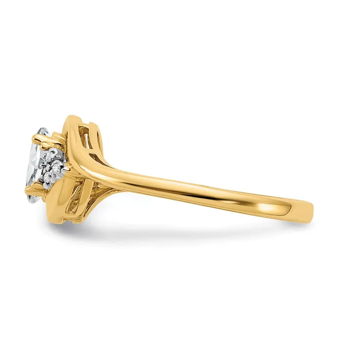 Rings Goldiacom 14K Yellow Gold White Topaz and Real Diamond Ring