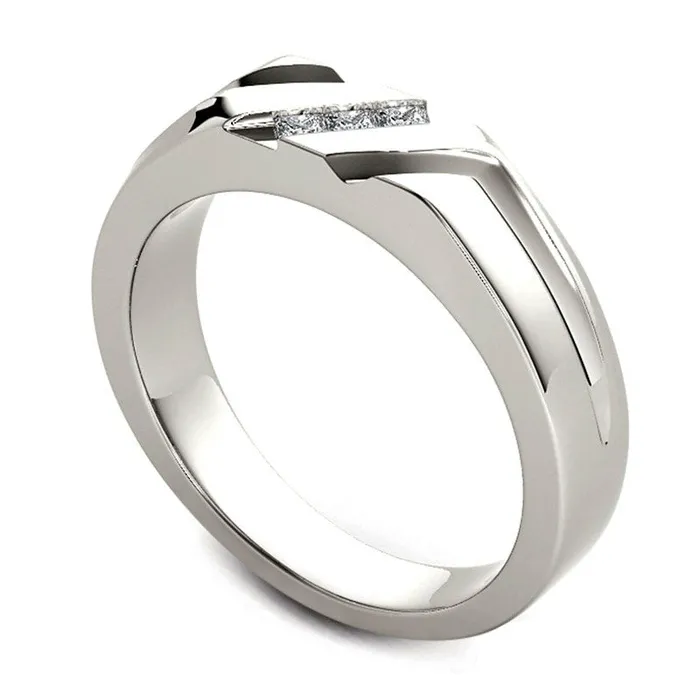 Rings Goldia Mens 013 CT TW SquareCut Natural Diamond Three Stone Slant Wedding Band in Solid 14K White Gold Rings Goldia Mens 013 CT TW SquareCut Natural Diamond Three Stone Slant Wedding Band in Solid 14K White Gold