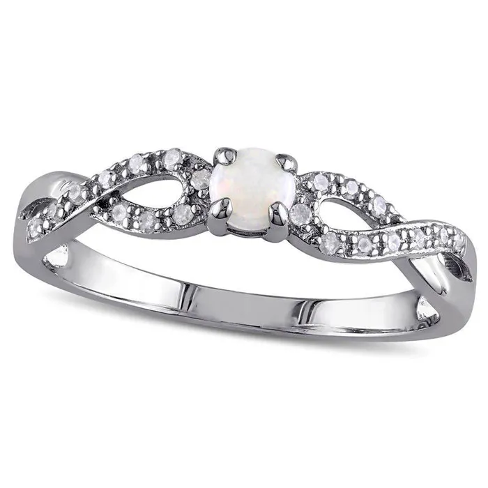 Rings Goldia Opal and Natural Diamond Accent Double Infinity Shank Ring in Sterling Silver Rings Goldia Opal and Natural Diamond Accent Double Infinity Shank Ring in Sterling Silver