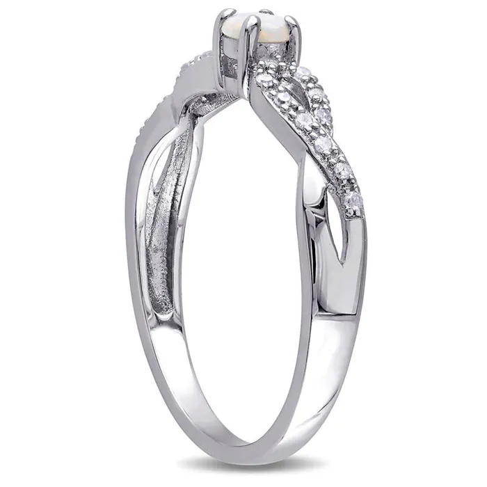 Rings Goldia Opal and Natural Diamond Accent Double Infinity Shank Ring in Sterling Silver Rings Goldia Opal and Natural Diamond Accent Double Infinity Shank Ring in Sterling Silver