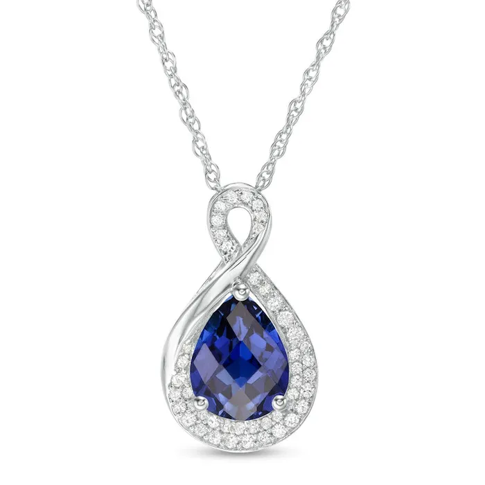 Rings Goldia PearShaped LabCreated Blue and White Sapphire Infinity Pendant in Sterling Silver Rings Goldia PearShaped LabCreated Blue and White Sapphire Infinity Pendant in Sterling Silver